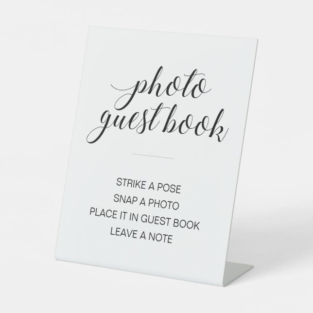 Elegantes Foto Gästebuch Sockelschild (Vorderseite)