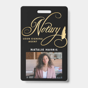 Elegantes Foto Gold Notary Loan Agent Abzeichen Ausweis