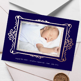 Elegantes Foto Goldfolie Rahmen Baby Ankündigung