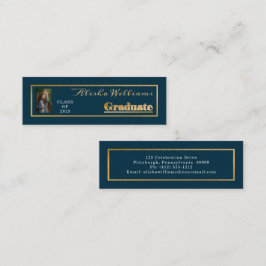 Elegantes Foto Graduate Gold Graduate Dk Aquamarin Mini Visitenkarte