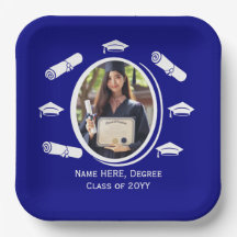Elegantes Foto Graduation Cap Diploma in Navy Blue
