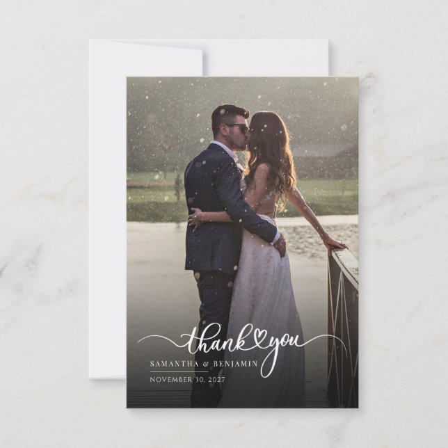 Elegantes Foto handgemachte Hochzeit Dankeskarte (Vorderseite)