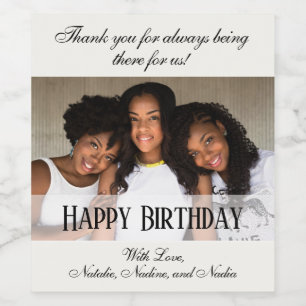 Elegantes Foto Happy Birthday Wine Labels Weinetikett