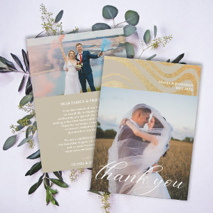 Elegantes Foto Hochzeit Dankeschön-Karte Einladung