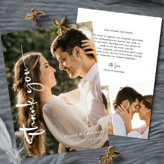 Elegantes Foto Hochzeit Dankeschön Karte Personali