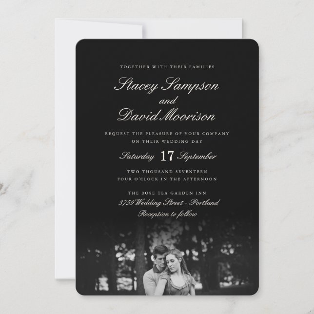 Elegantes Foto Hochzeit Einladung (Vorderseite)