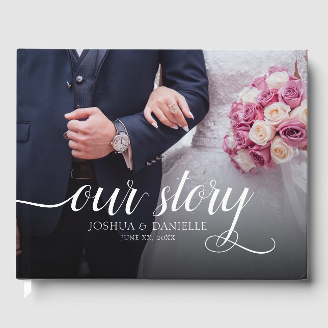 Elegantes Foto Hochzeit handgeschrieben Gästebuch (Vorderseite)