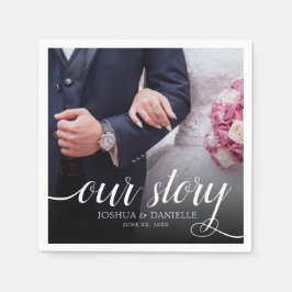 Elegantes Foto Hochzeit handgeschrieben Serviette