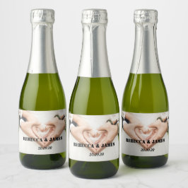 Elegantes Foto Hochzeit Mini Sparkling Weinflasche