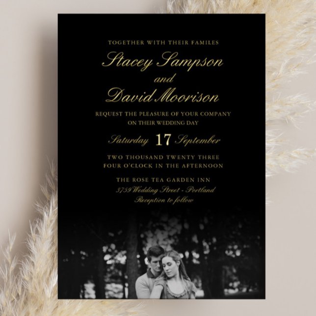 Elegantes Foto Hochzeit mit echtem Gold Folieneinladung (Von Creator hochgeladen)