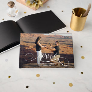 Elegantes Foto Hochzeit schwarzer Seiten Gästebuch
