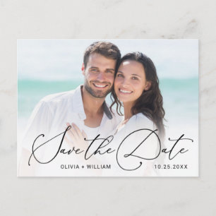 Elegantes FOTO Hochzeit speichern Sie das Datum Postkarte