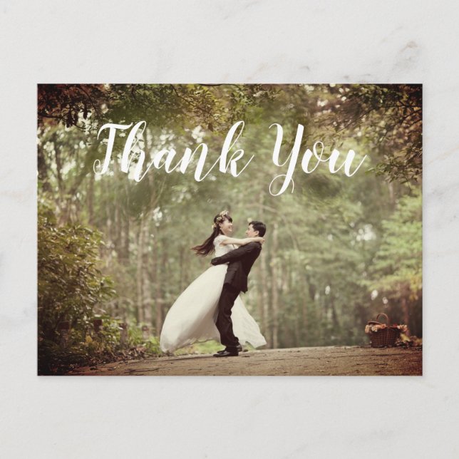 Elegantes Foto Hochzeit Vielen Dank Postcard Postkarte (Vorderseite)