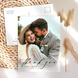 Elegantes Foto Hochzeit Vielen Dank Postcard Postkarte