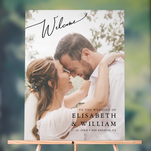 Elegantes Foto Hochzeit Willkommen Acrylschild (Neutral)