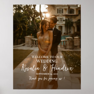 Elegantes Foto Hochzeitsempfang Zeichen moderne Sc Poster