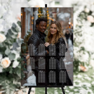 Elegantes Foto Hochzeitskarte 12 Tische Poster