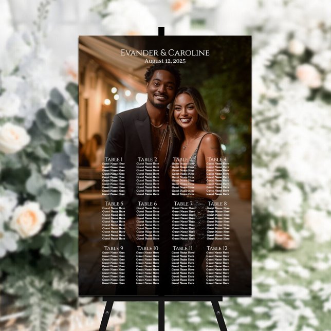 Elegantes Foto Hochzeitskarte 12 Tische Poster (Von Creator hochgeladen)