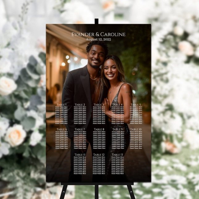 Elegantes Foto Hochzeitskarte 13 Tische Poster (Von Creator hochgeladen)