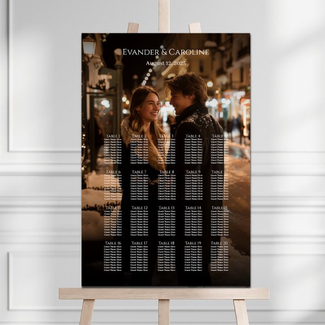 Elegantes Foto Hochzeitskarte 20 Tische Poster (Von Creator hochgeladen)