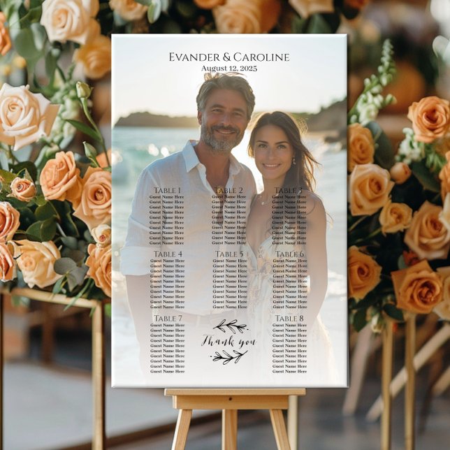 Elegantes Foto Hochzeitskarte 8 Tische Poster (Von Creator hochgeladen)