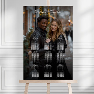 Elegantes Foto Hochzeitskarte 9 Tische Poster