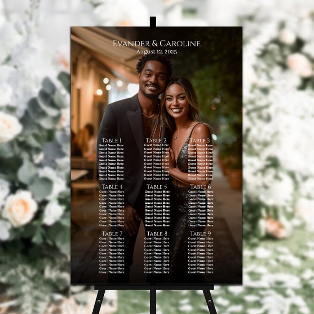 Elegantes Foto Hochzeitskarte 9 Tische Poster (Von Creator hochgeladen)
