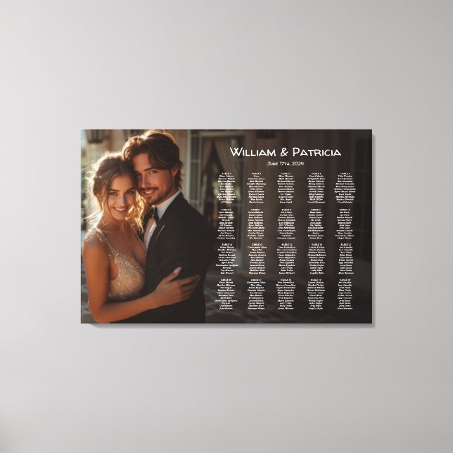 Elegantes Foto Hochzeitskarte Leinwanddruck (Vorderseite)