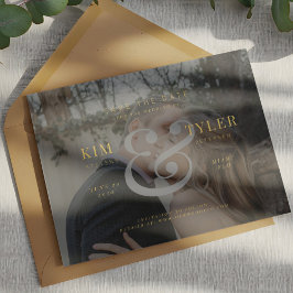 Elegantes Foto Imitate Vellum Moderne Hochzeit Save The Date