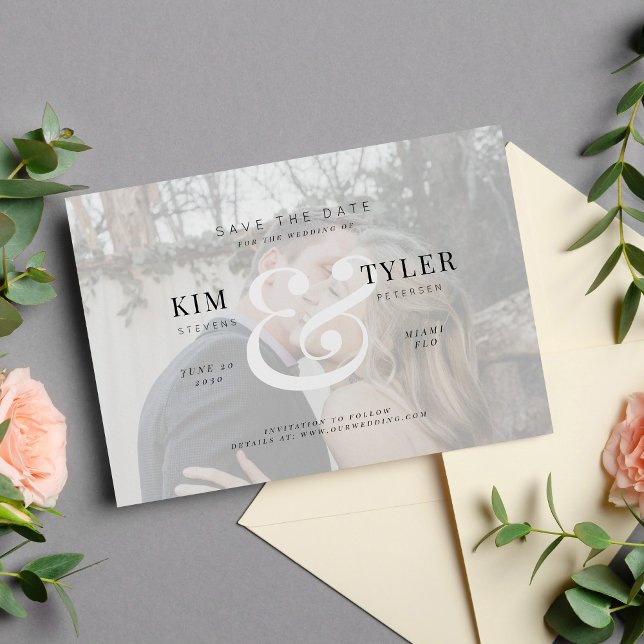 Elegantes Foto Imitate Vellum Moderne Hochzeit Save The Date (Von Creator hochgeladen)