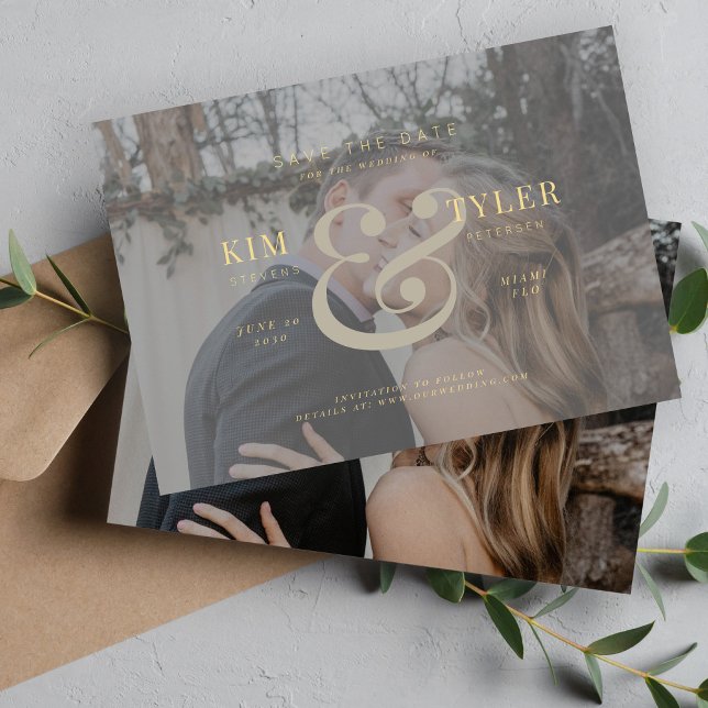 Elegantes Foto Imitate Vellum Moderne Hochzeit Save The Date (Von Creator hochgeladen)