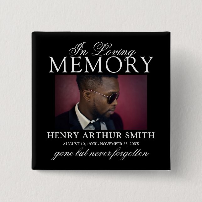 Elegantes Foto | In Love Memory Button (Vorderseite)