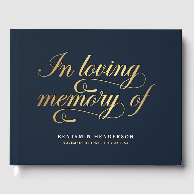 Elegantes Foto in Love Memory Funeral Gästebuch (Vorderseite)