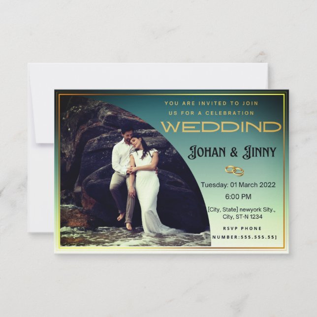 elegantes Foto, klassisch minimalistisch RSVP Karte (Vorderseite)