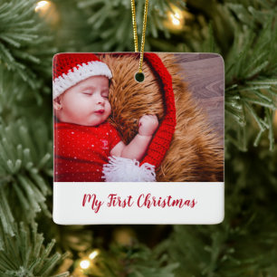 Elegantes Foto Mein erstes Weihnachts-Modernes Bab Keramikornament
