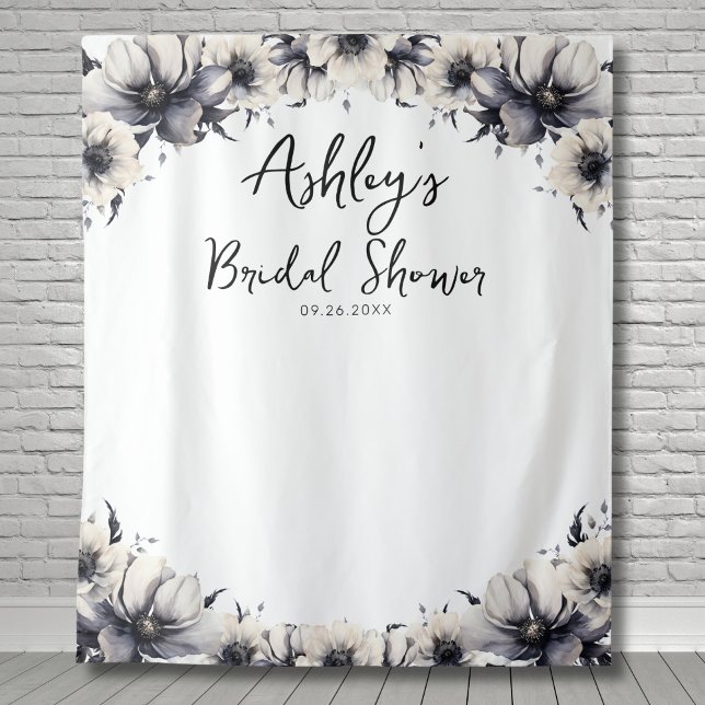 Elegantes Foto mit floralen Brautpartys Wandteppich (Elegant Floral Bridal Shower Photo Backdrop)