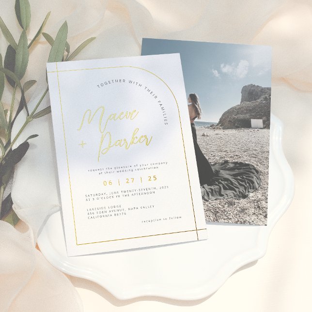 Elegantes Foto mit Goldenen Foil Folieneinladung (Von Creator hochgeladen)