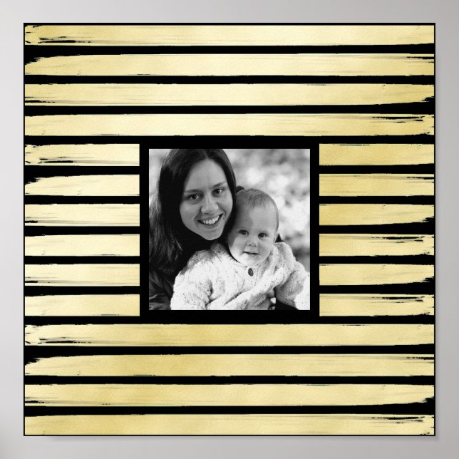 Elegantes Foto mit schwarzer Goldfolie gestreift Poster (Vorne)