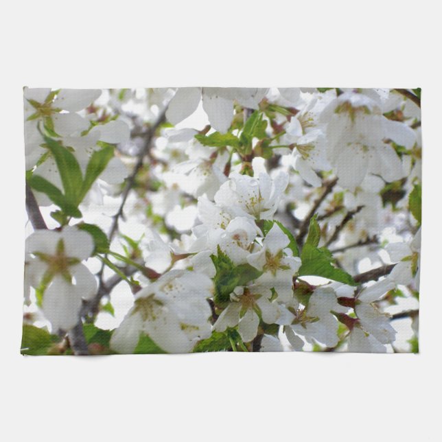 Elegantes Foto mit weißer Blüte Küchentuch (Horizontal)