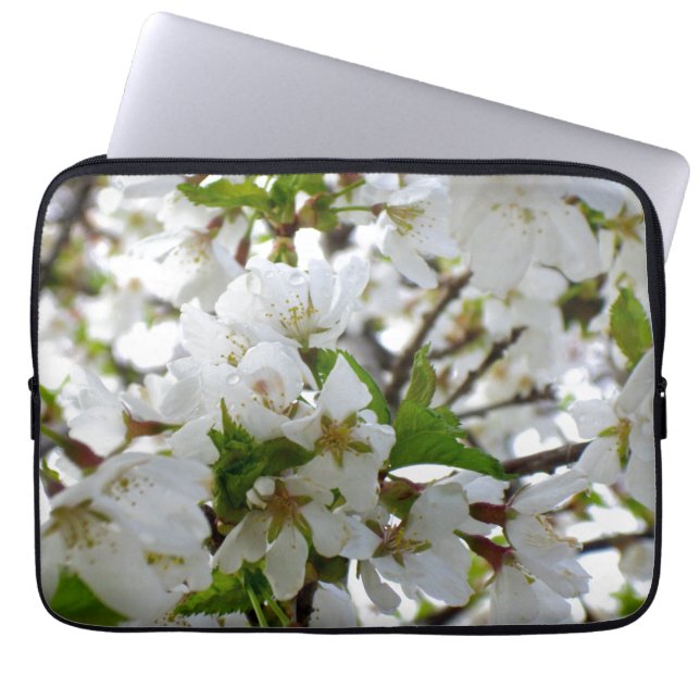 Elegantes Foto mit weißer Blüte Laptopschutzhülle (Vorderseite)