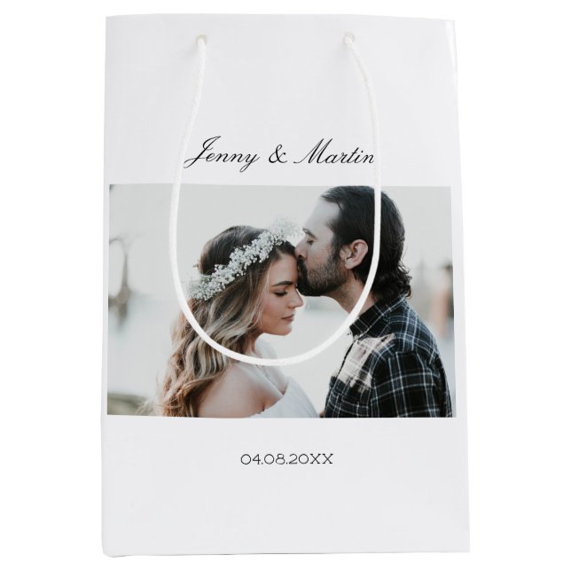 Elegantes Foto Mittlere Geschenktüte (Vorderseite)