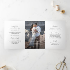 Elegantes Foto Moderne Hochzeit Dreifach Gefaltete Einladung