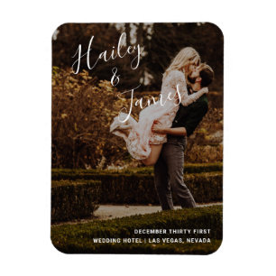 Elegantes Foto Moderne Hochzeit Magnet