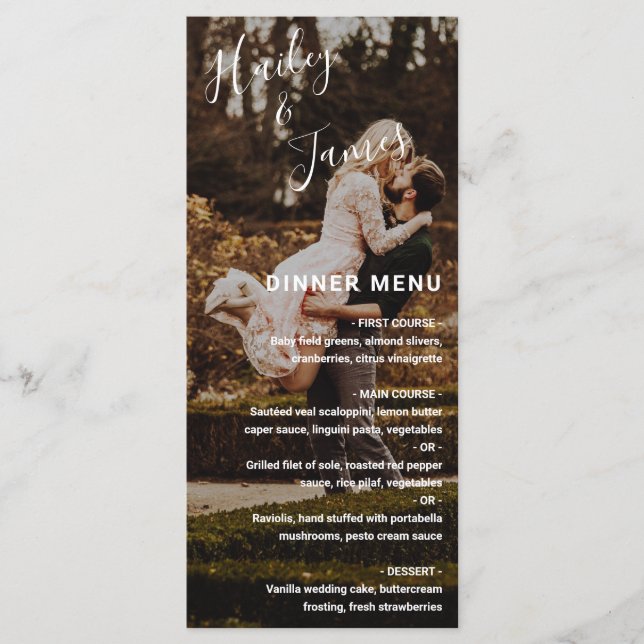 Elegantes Foto Moderne Hochzeit Menükarte (Vorderseite)
