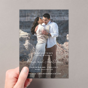 Elegantes Foto Moderne Hochzeit retten das Datum Acryleinladungen
