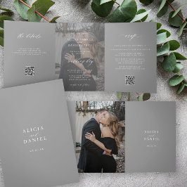 Elegantes Foto Moderne Hochzeit RSVP Details QR-Co Dreifach Gefaltete Einladung