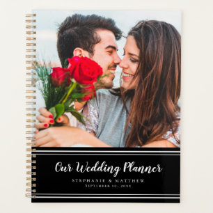 Elegantes Foto Moderner Schwarz-Weiß-Hochzeitsplan Planer