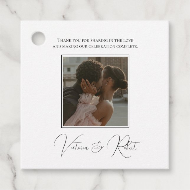 Elegantes Foto Modernes Dankeschön für Hochzeit Geschenkanhänger (Vorderseite)
