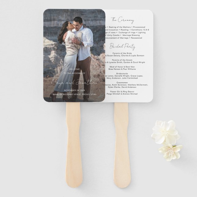 Elegantes Foto Modernes Hochzeitsprogramm Fächer (Vorne und Hinten)