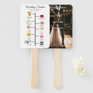 Elegantes Foto Modernes Hochzeitsprogramm Handfan Fächer